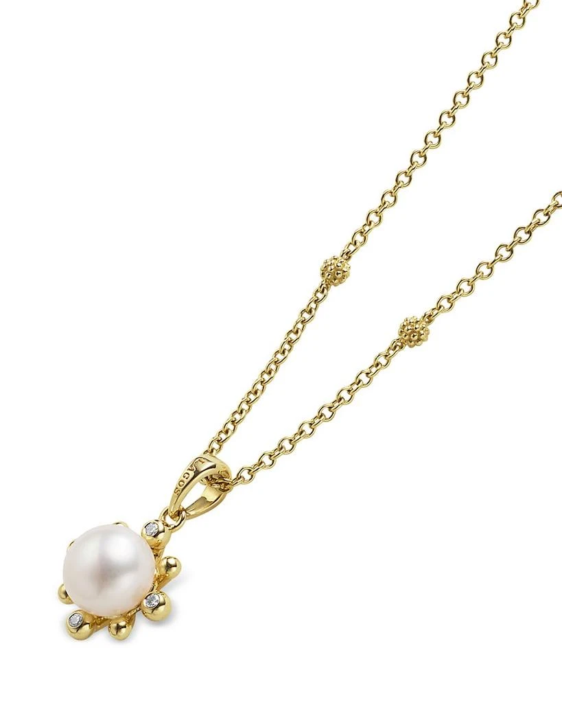 LAGOS 18K Yellow Gold Luna Cultured Pearl & Diamond Fleur Pendant Necklace, 16"-18" 4