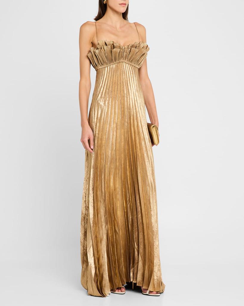 Acler Sanna Pleated Metallic Dress