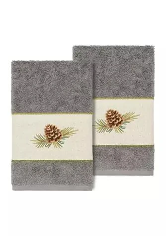 Linum Home Textiles PIERRE 2PC Embellished Hand Towel Set