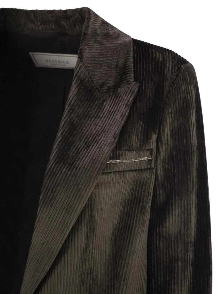 Peserico Velvet Blazer With Thousand Stripes 4