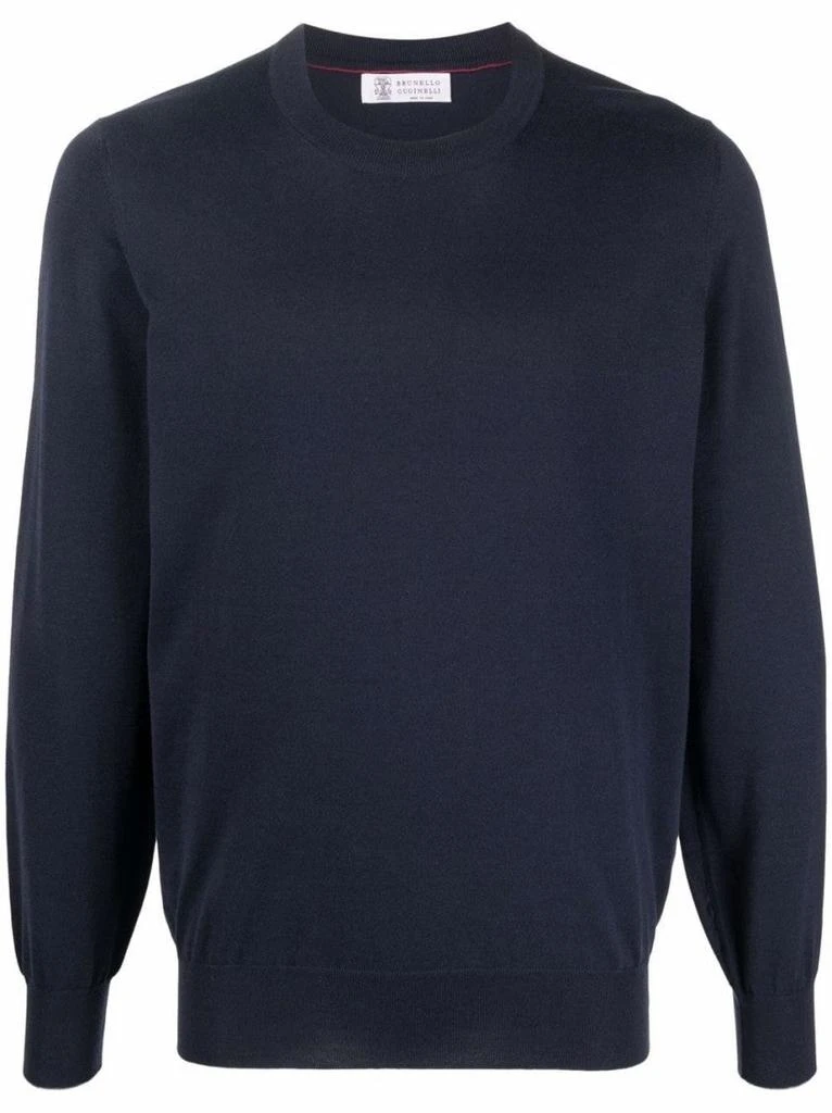 Brunello Cucinelli Classic Round Neck Black Knit Sweater 1