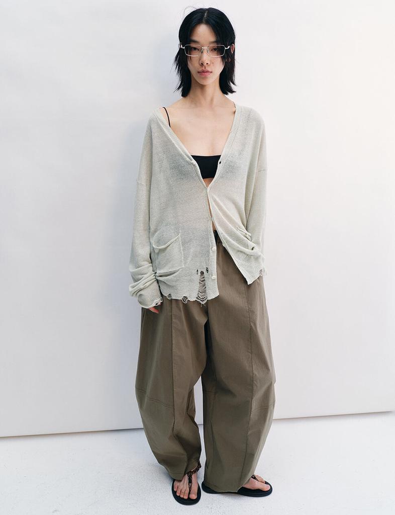Pixie Market Olive Barrel Parachute Pants -PREORDER