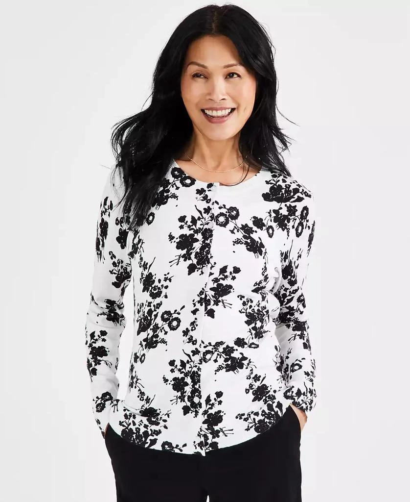 Style & Co Women's Printed Button-Up Cardigan Sweater, Created for Macy's 1