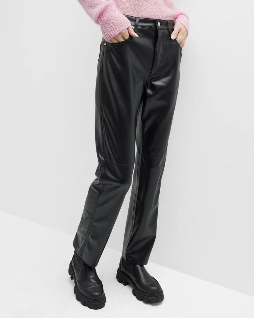 Nanushka Vinni Mid-Rise Straight Leather Ankle Pants 6