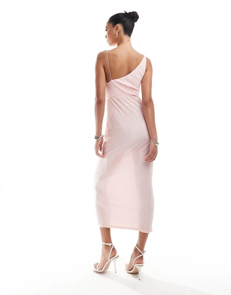 ASOS ASOS DESIGN plisse asymmetric drape cami midi dress in pale pink 2