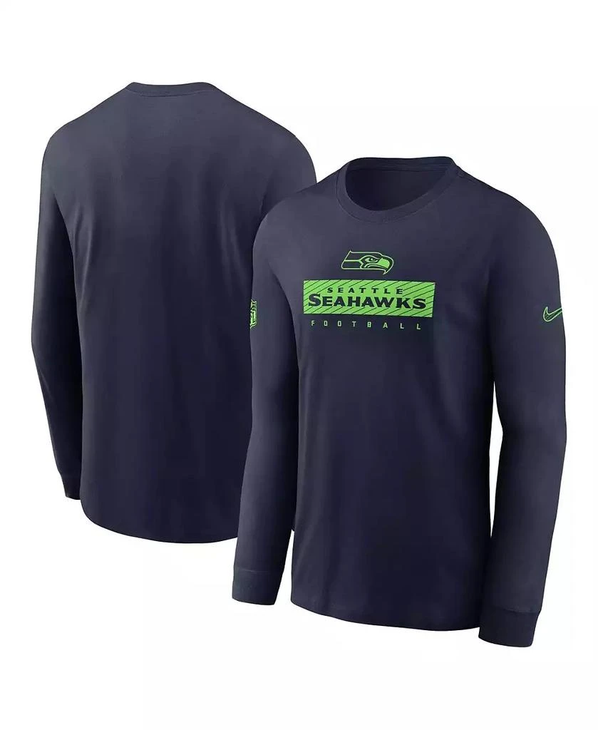 NIKE Men's College Navy Seattle Seahawks Sideline Performance Long Sleeve T-Shirt 1