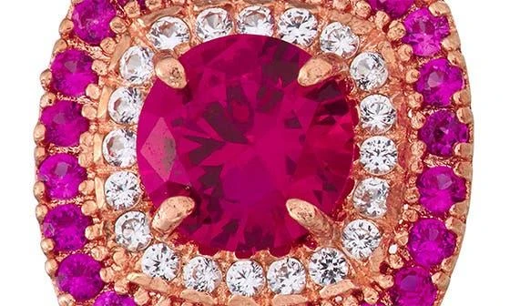 FUZION CREATIONS Lab Grown Ruby Halo Stud Earrings 2