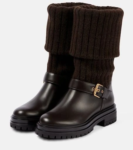 Gianvito Rossi Thurso leather-trimmed biker boots 4