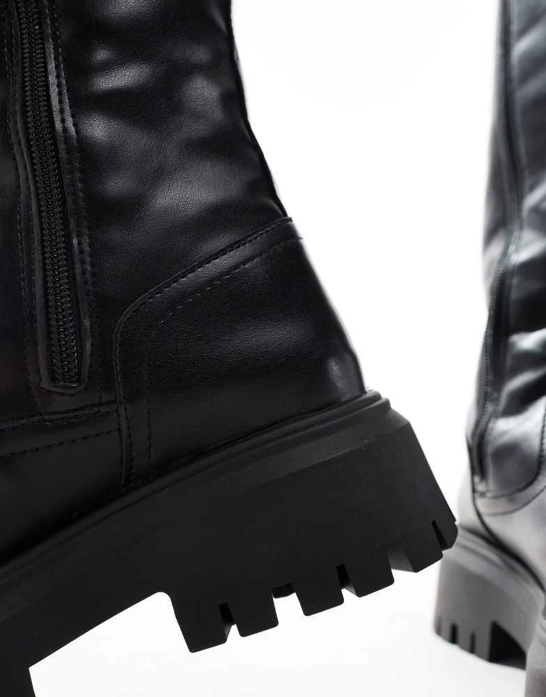ASOS ASOS DESIGN Corey chunky flat knee boots in black 2