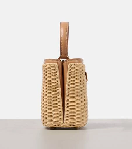 Prada Panier Mini woven leather-trimmed bucket bag 6