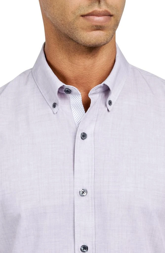 CONSTRUCT Slim Fit Four-Way Stretch Performance Chambray Short Sleeve Button-Down Shirt 3