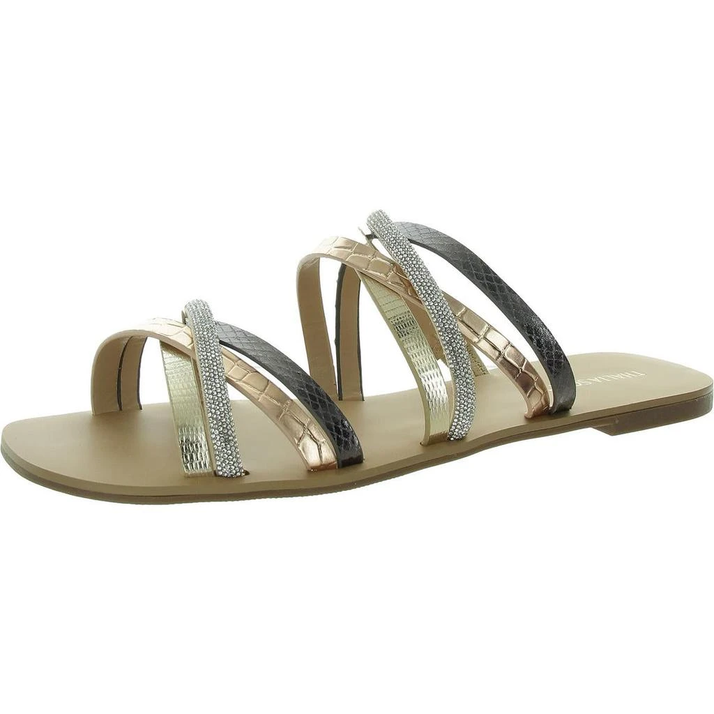 Thalia Sodi Nari Womens Embellished Faux Leather Slide Sandals 1