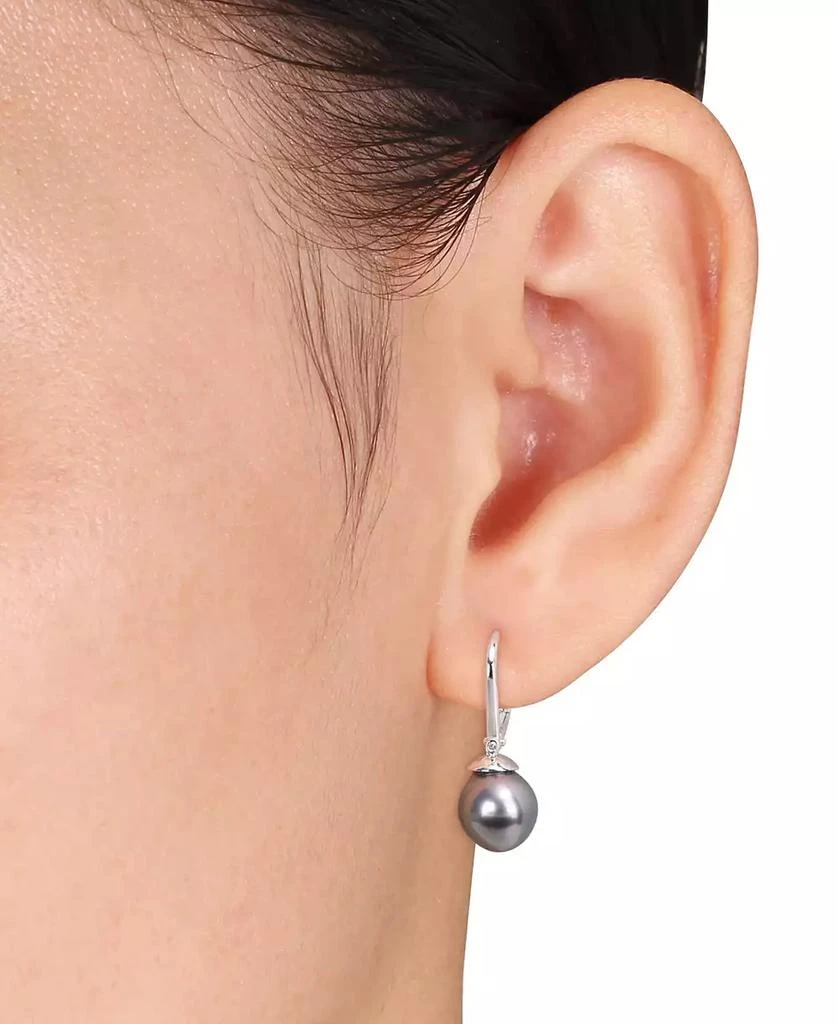 Macy's Cultured Tahitian Pearl (8mm) Leverback Drop Earrings in Sterling Silver 3