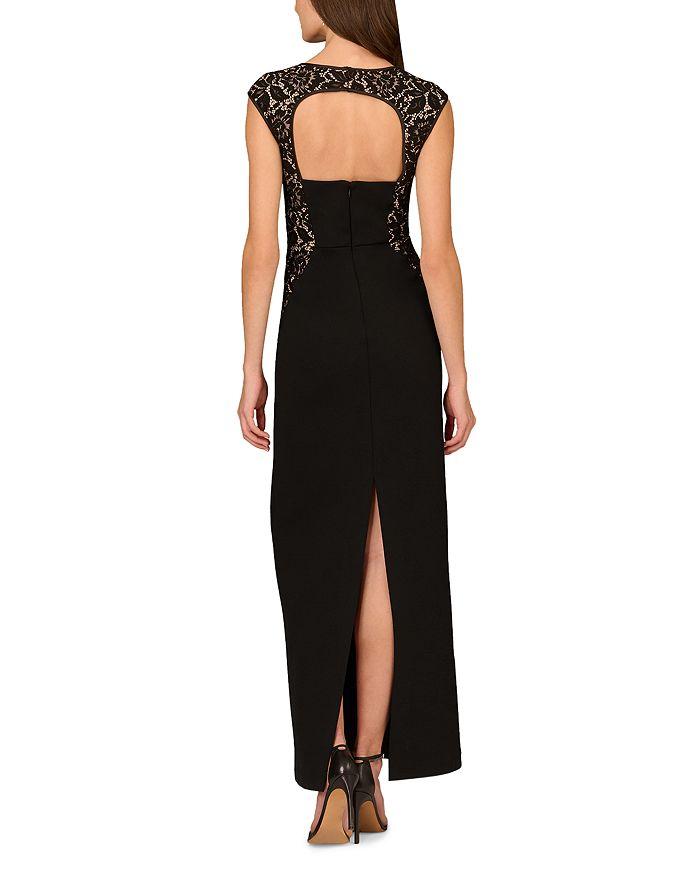 Aidan Mattox Lace Trim Crepe Column Gown