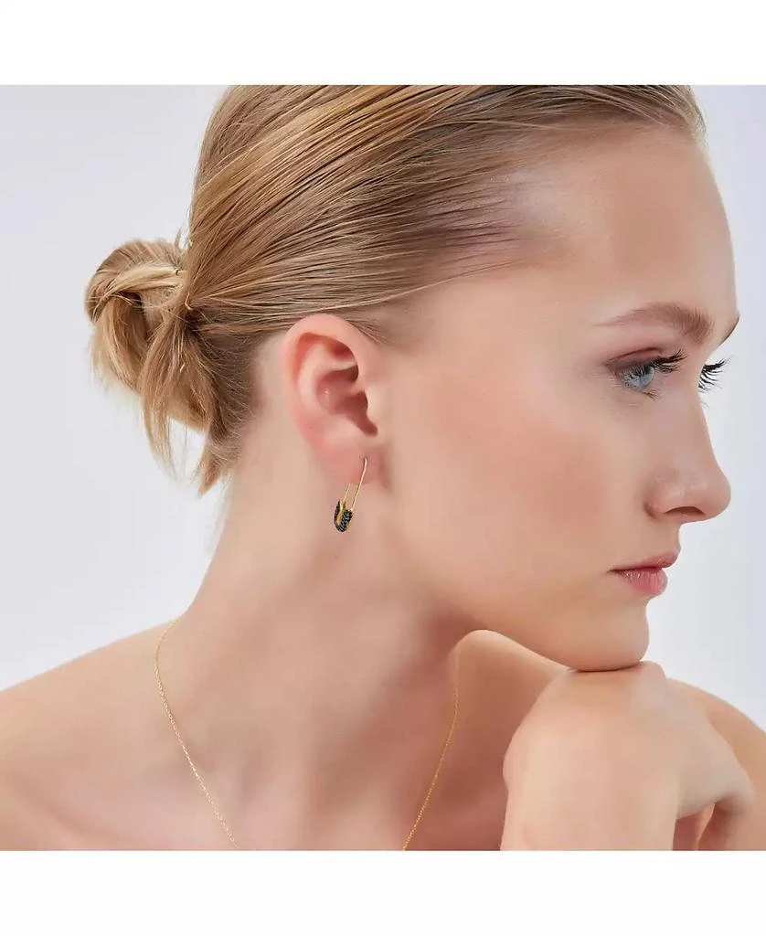 Spero London Black Pave Safety Pin Earring Jewelled Sterling Silver 3