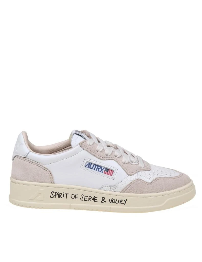 Autry Sneakers In White And Sand Leather And Suede 1