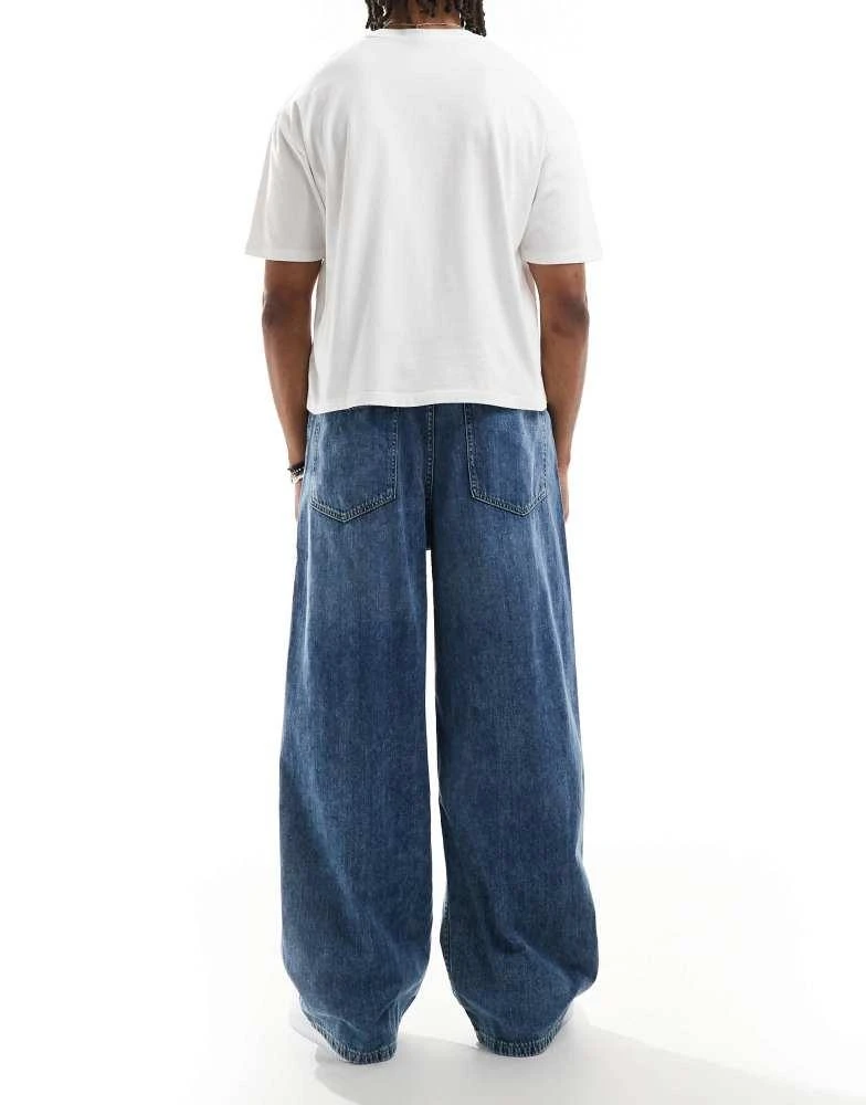 Pull&Bear Pull&Bear pull on baggy jeans in blue 3