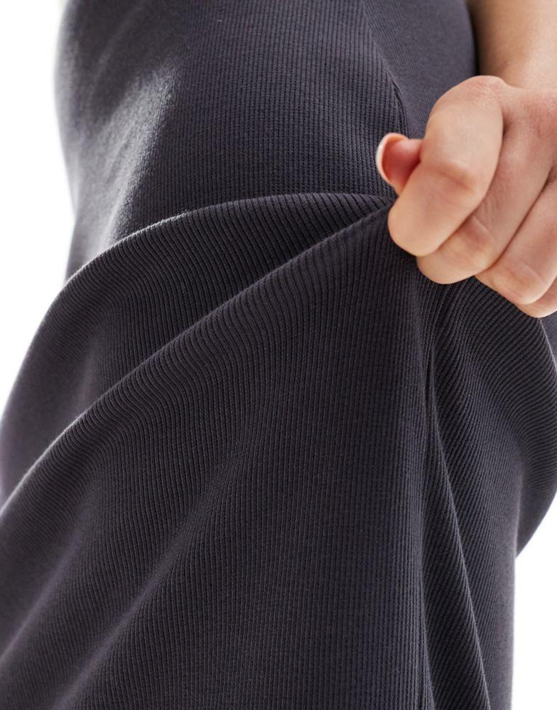 ASOS DESIGN ASOS DESIGN ribbed maxi skirt with side split in dark grey