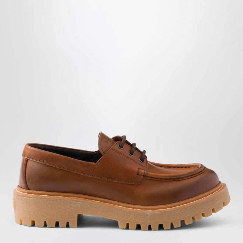 Prada Laced moccasins in cognac leather 1