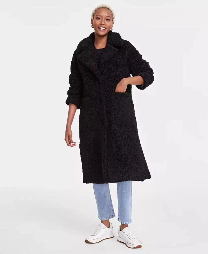 BCBG Women's Notched-Collar Teddy Coat 1