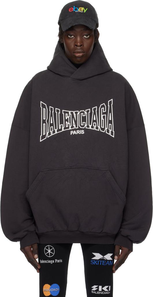 BALENCIAGA ブラック パーカー PARIS WMNS) Balenciaga I Love Paris Balenciaga Hoodie Large Fit