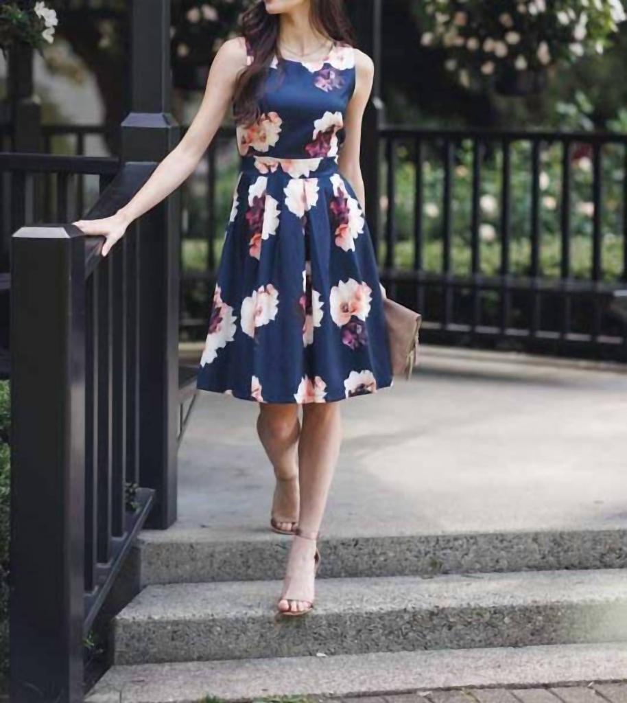 Papillon Papillon - Big Floral Print Sleeveless Dress With Box Pleat Skirt