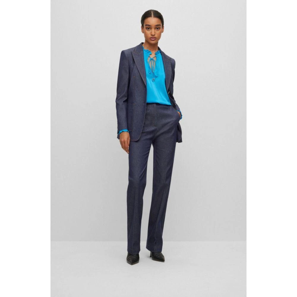 BOSS Relaxed-fit blouse in stretch silk with tie front 2