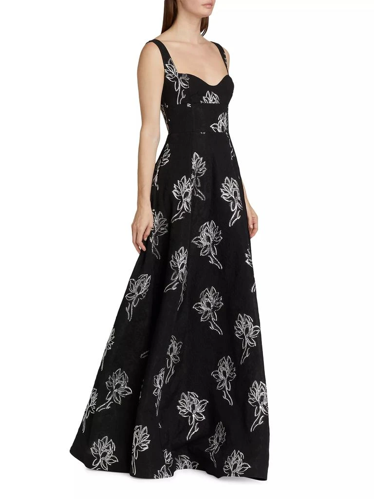Monique Lhuillier Thalia Floral Jacquard A-Line Gown 2