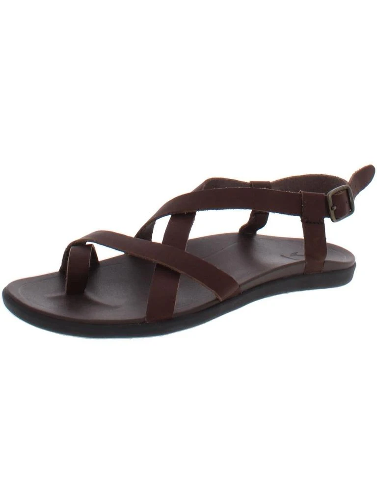 OluKai Upena Womens Leather Criss-Cross Flat Sandals 1