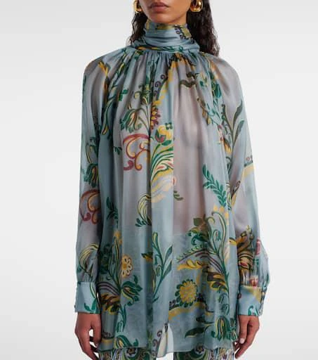 ETRO Printed ruched silk top 6