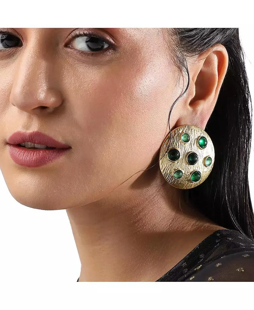 SOHI Emerald Cascade Stud Earrings 4