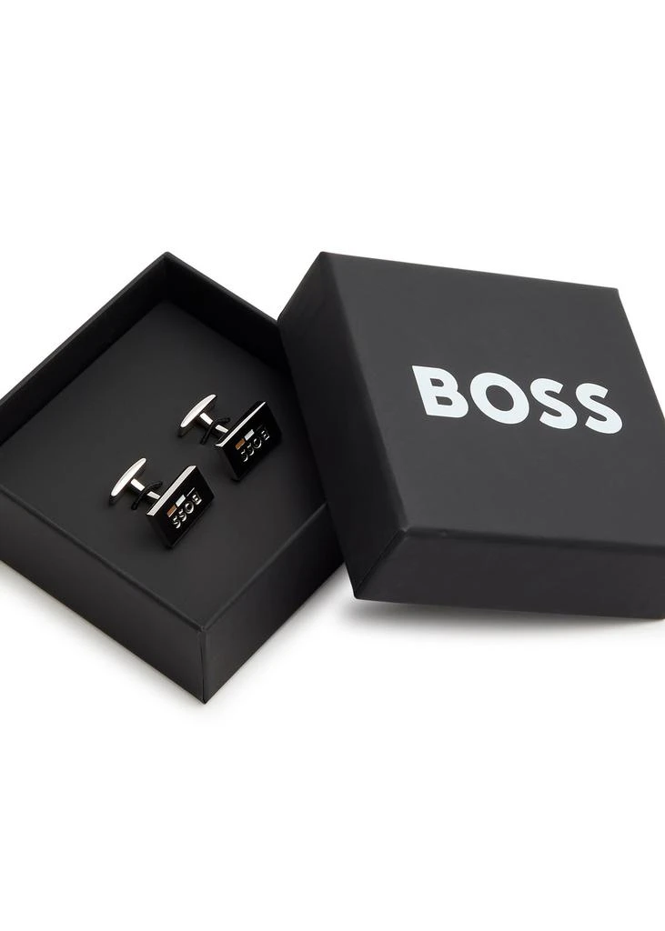 Hugo Boss Logo-engraved metal cufflinks 3