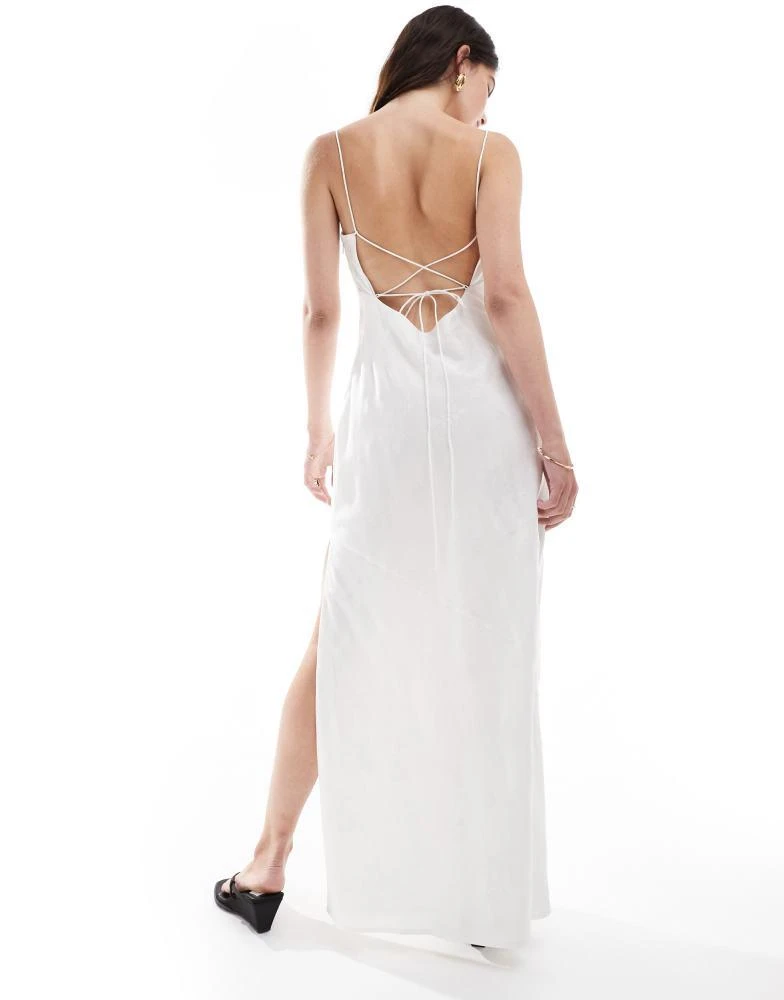 Abercrombie & Fitch Abercrombie & Fitch satin maxi dress with jaquard print in white 4