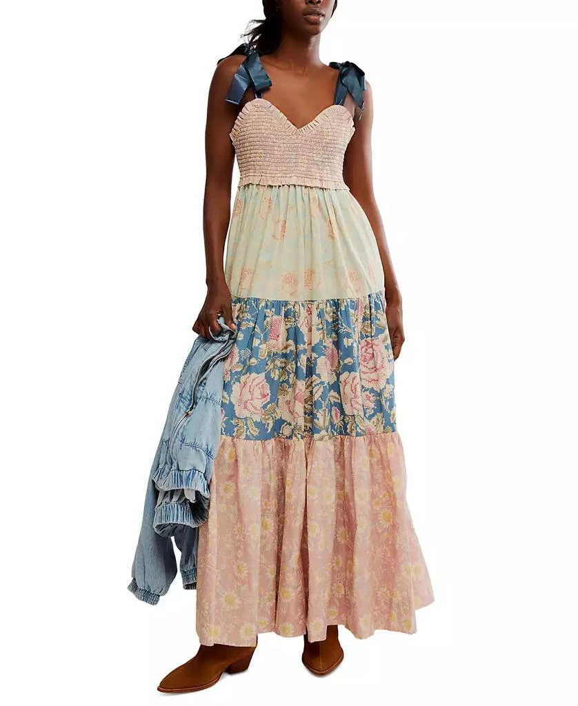 Free People Women's Bluebell Cotton Mixed-Print Tiered Maxi Dress 5