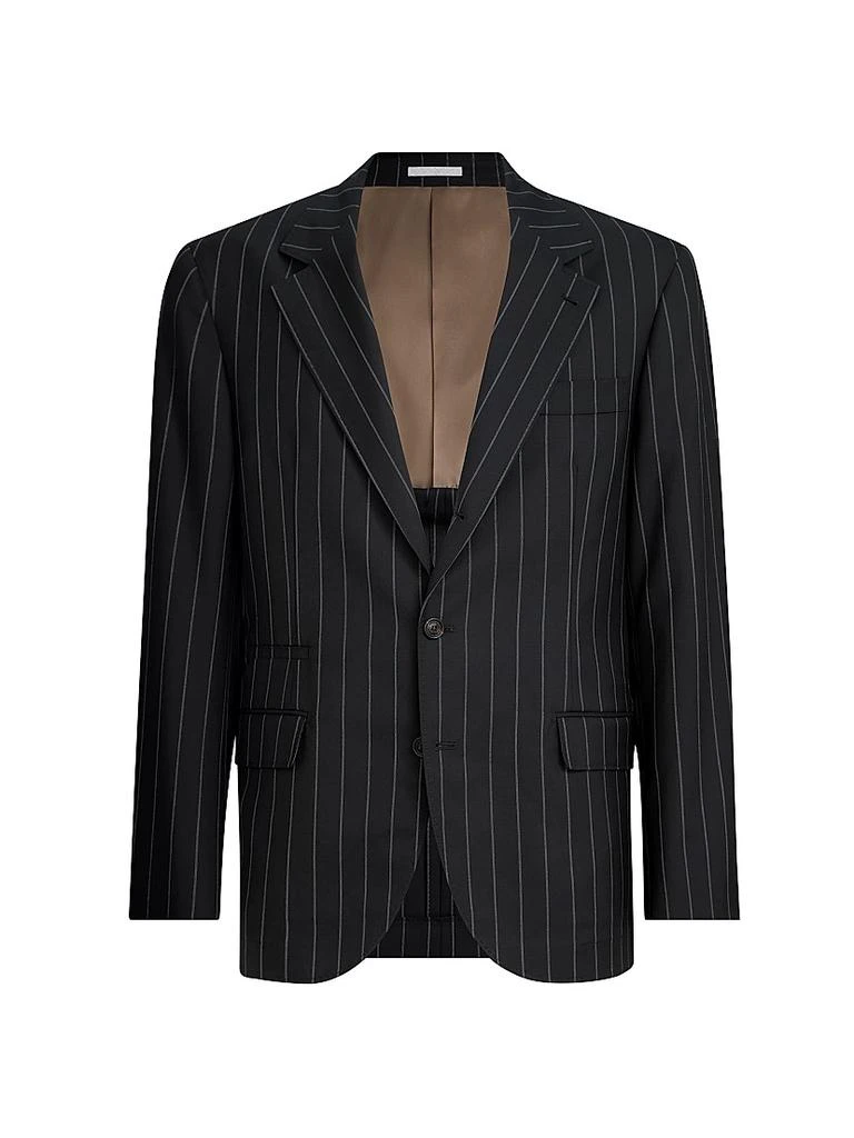 Brunello Cucinelli Super 150s Virgin Wool Wide Chalk Stripe Batavia Blazer 2