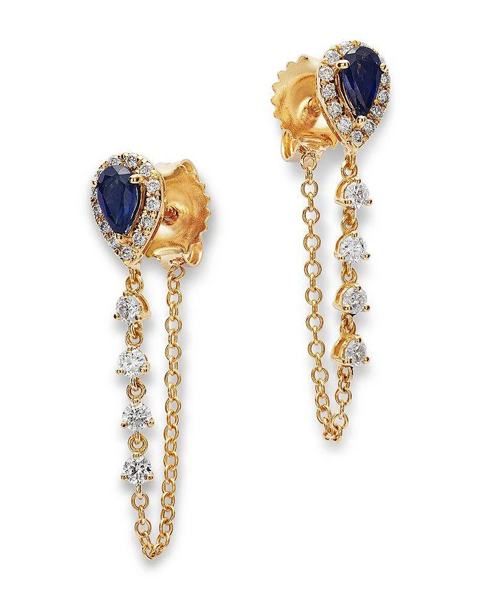 Bloomingdale
s Fine Collection Sapphire 
Diamond Chain Hoop Earrings in 14K Yellow Gold