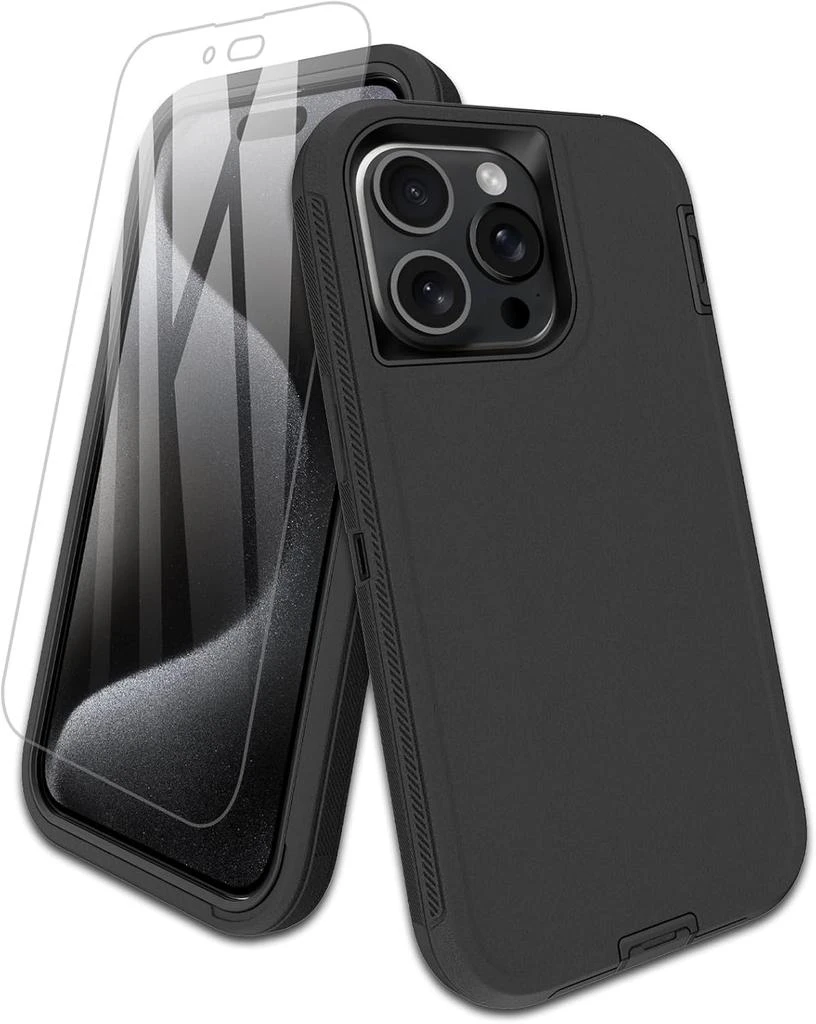 ENTRONIX Entronix Bundle Compatible with iPhone 15 Pro Max - Heavy Duty Case 
1 Clear Screen Protector