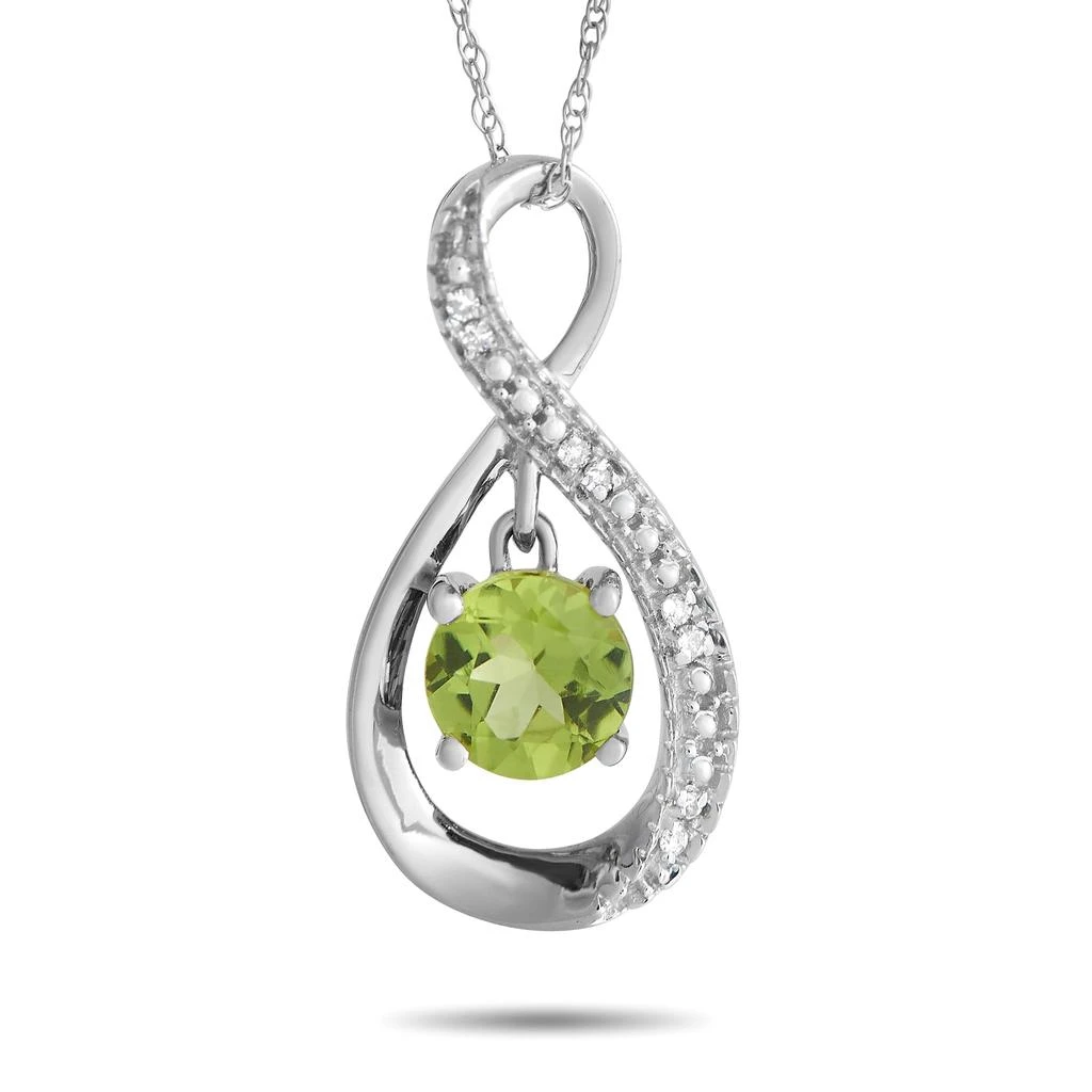 Non Branded 14K White Gold 0.03ct Diamond and Peridot Pendant Necklace PD4-15537WPE 1