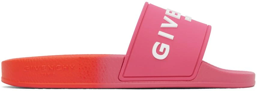 Givenchy Pink & Orange Embossed Slides 1