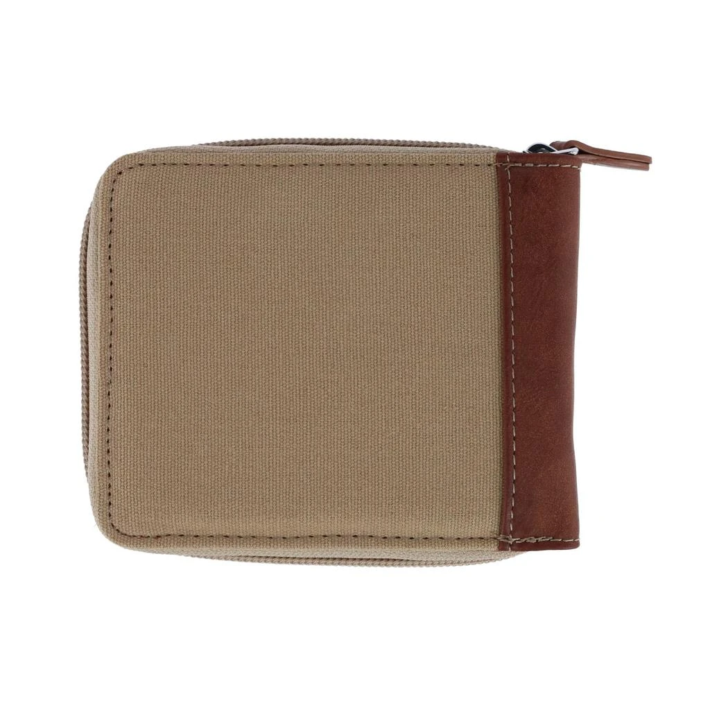 Buxton Men's RFID Canvas and Leather Zip Around Wallet 2