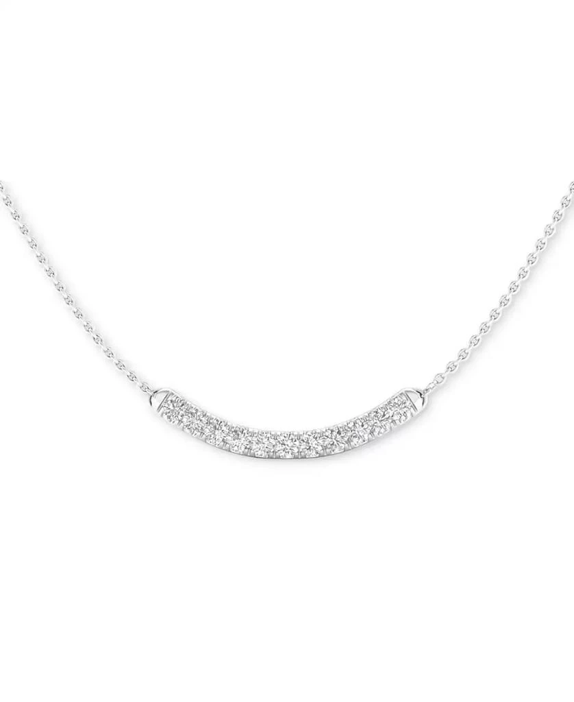 Forever Grown Diamonds Lab-Created Diamond Curved Bar 18" Collar Necklace (1/2 ct. t.w.) in Sterling Silver, 16 + 2" extender 1