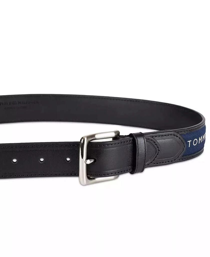 Tommy Hilfiger Men's Tri-Color Ribbon Inlay Leather Belt 6