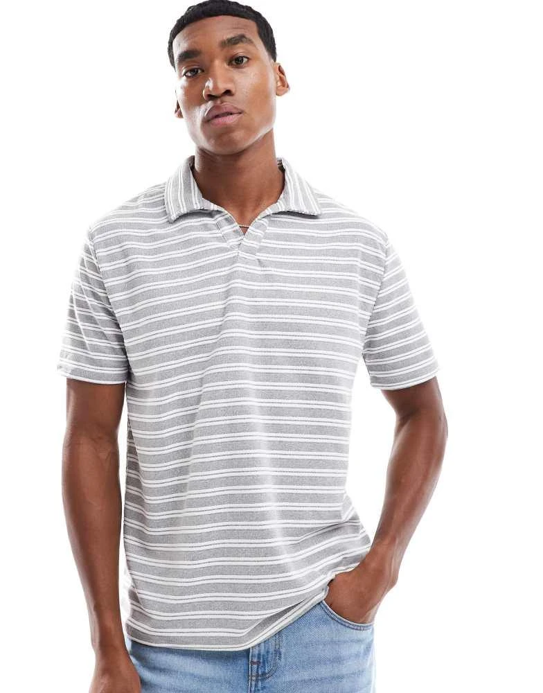 Brave Soul Brave Soul Trophy neck polo shirt in white 1