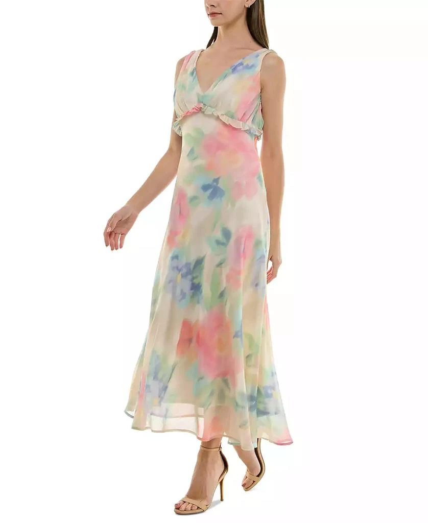 Taylor Women's Watercolor-Print Chiffon Ruffled Dress 2