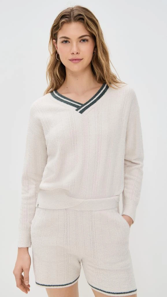 Barefoot Dreams V Neck Pointelle Pullover 1