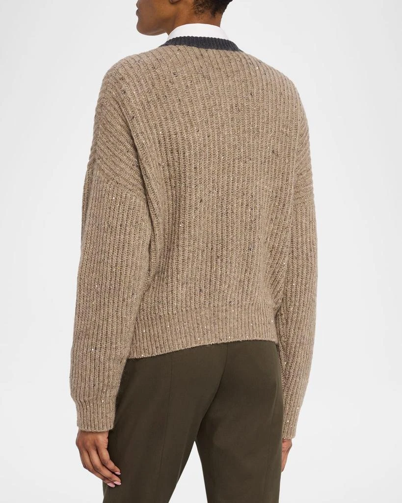 Brunello Cucinelli Wool-Mohair Pailette Bicolor Cardigan 3