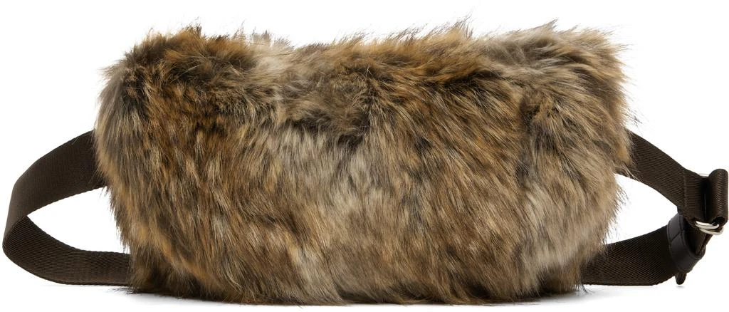 MM6 Brown Faux Fur Belt Bag