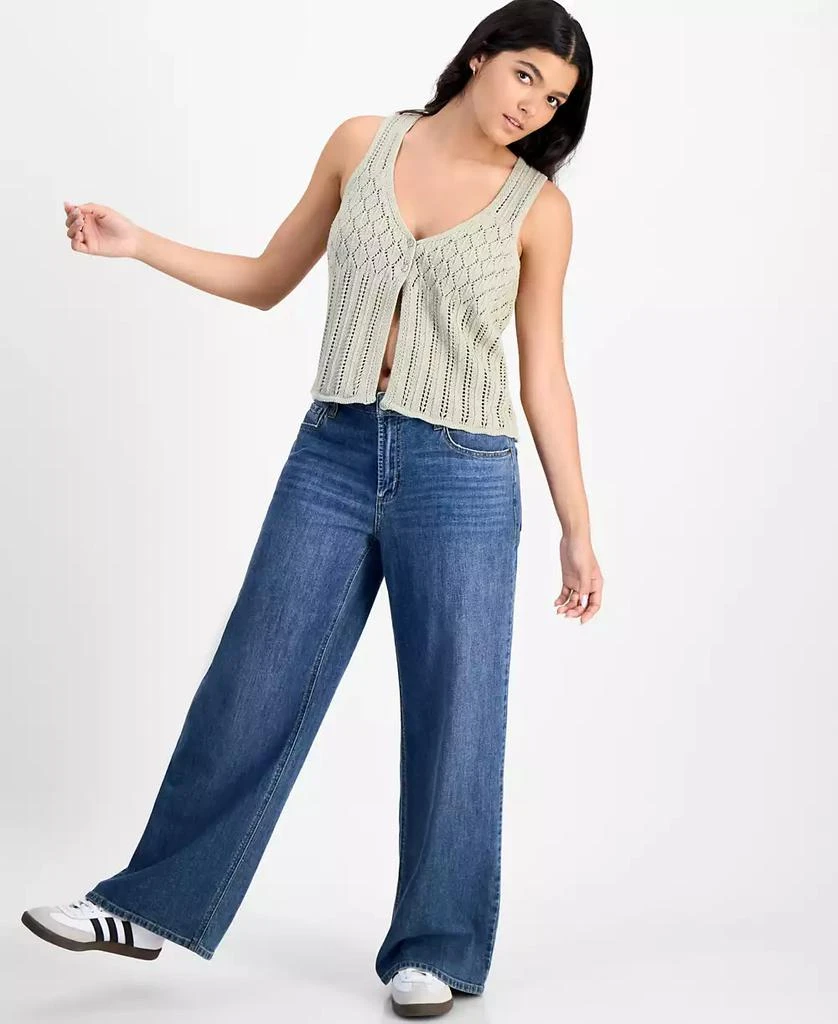 Hooked Up by IOT Juniors' Pointelle Double-Button Vest Top 2