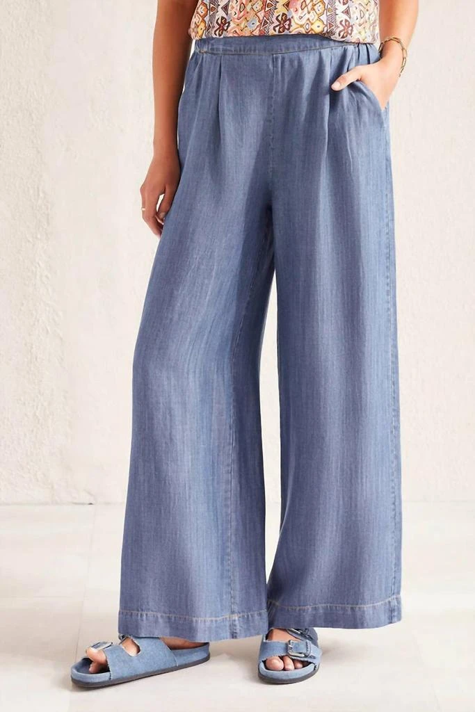 Tribal Flowy Wide Leg Pants In Chambray 1