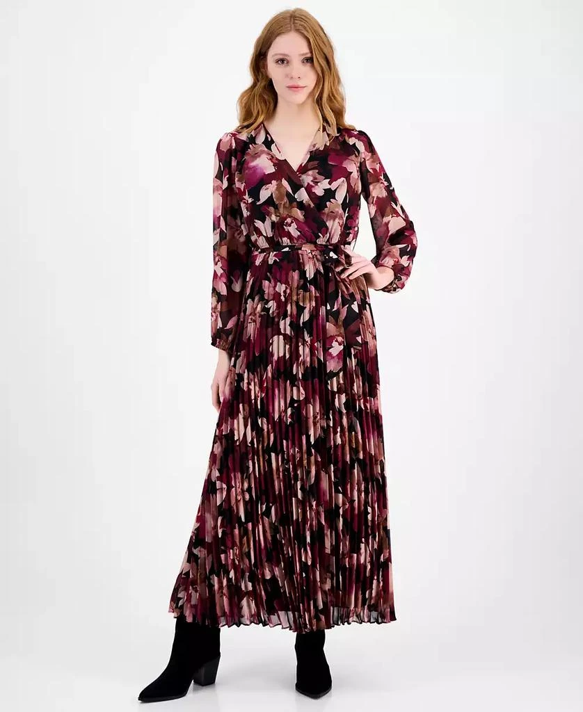 Sandra Darren Petite Surplice-Neck Pleated Maxi Dress 1